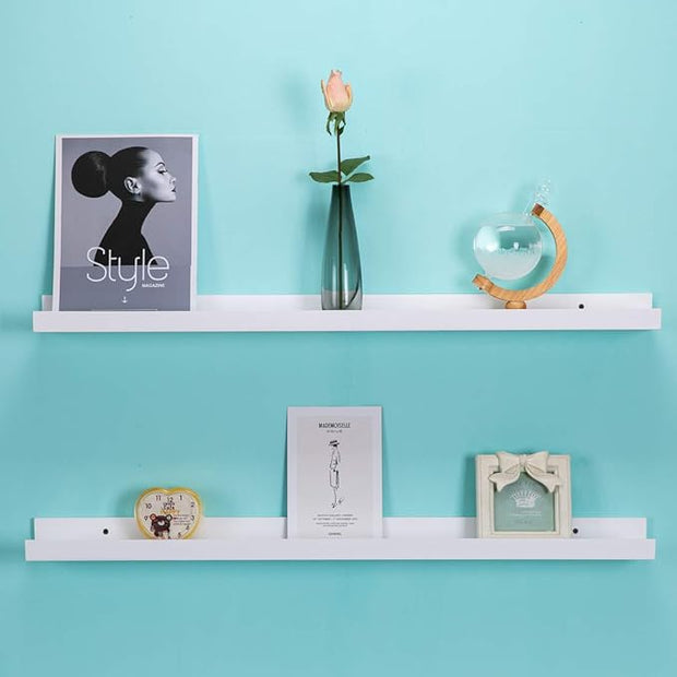 AZSKY 48 Inch Picture Ledge Shelf Floating Shelves Wall Mounted Set of 2 White