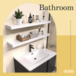Habudda Floating Shelves for Wall, 35.5 Inch Long Natural Wood Shelf, White Rustic Decor for Bathroom Kitchen Bedroom, Hanging Mounted Invisible Bracket, Set of 2
