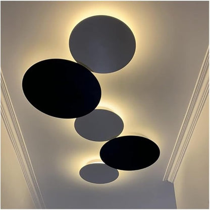 Modern Nordic Round LED Wall Light Black Metal 3000K Warm Light Gold Glow Wall Mounted Lamp for Bedroom Living Room Hallway Stairway Minimalist Ambient Wall Sconce(Dark,12"/30cm)