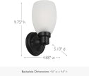 Design House Lydia Wall Sconce, 1 Light, Frosted Glass, Dimmable, Twist On/Off Switch, Matte Black, 4.88 in x 5.125 in x 9.75 in, 588814-BLK