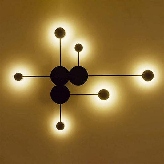 LED Wall Sconce Mid-Century Wall Lamp Lighting Fixture Black Finish丨Acrylic Indoor Modern Wash Wall Spot Light丨Wall Mount Lamps for Living Room Bedroom Hallway Home Room Decor (6 Light3000K)