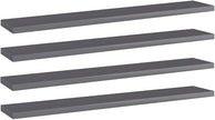 Set of 4 Wall Mounted Floating Shelves, 23.6 Inch High Gloss Grey Engineered Wood Storage Boards for Bedroom, Living Room and Home Office Decor