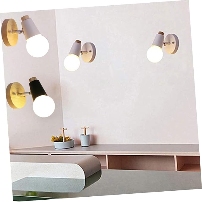 Minimalist Solid Wood Wall Sconce Black Wall Lamp for Bedroom Loft Lighting Decor Space Saving Mounted Fixture for Living Room Dining Study Bathroom Modern Nordic Style Without