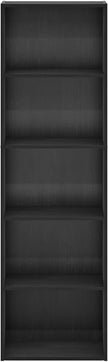 Furinno LUDER Book Shelf, 5-Cube Bookshelf, Bookcase with Open Shelf, 9.4 x 15.8 x 52, for Living Room, Bedroom, Home Office, Blackwood