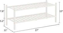 RONGJlA 2 Tier Bamboo Shoe Rack for Closet Free Standing Wood Shoe Shelf Storage Organizer for Entryway Small Space Stackable, White