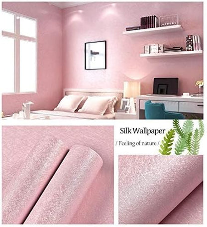 MelunMer Pink Peel and Stick Wallpaper 393In L 15.7In W Self Adhesive Removable Wallpaper for Bathroom/Bedroom Modern Contact Paper Silk Textured Pink Contact Paper for Cabinets Shelf Waterproof