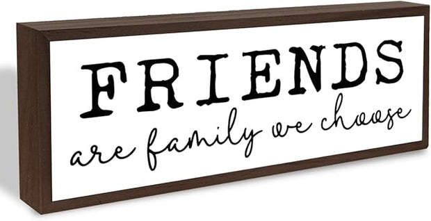 Friends are Family We Choose Sign, Friendship Wood Sign, Modern Farmhouse Wall Decor, Decorative Wooden Table Signs, Home Party Decor, Friend Gift, Long Wooden Box Signs