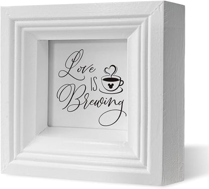 SDJYUSDF Coffee Decor, Love is Brewing Sign, Sweet Decor, Home Kitchen Shelf Decoration, Coffee Bar Decors, Cafe Decors, Rustic Tabletop Decoration, European Style Wooden Box Sign