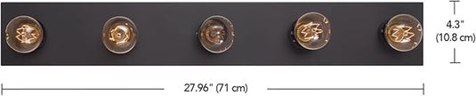 Globe Electric 5-Light Vanity Light, Matte Black, Modern Glam, Bathroom Fixture, Horizontal Vertical Mount, 52088