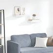 Set of 2 Oak and White Floating Wall Shelves, Modern Honeycomb MDF and Metal Storage Display Unit for Living Room or Office