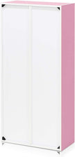 Furinno LUDER Book Shelf, 7-Cube Bookshelf, Bookcase, 9.4 x 19.5 x 41.7, for Living Room, Bedroom, Home Office, White/Pink