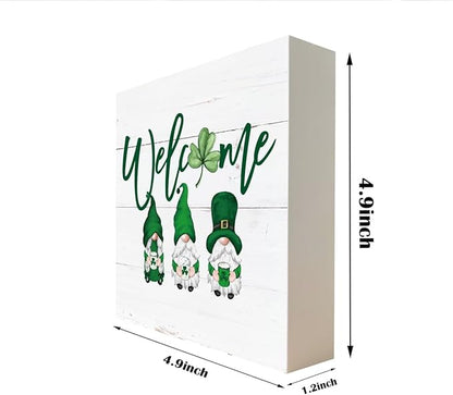 St. Patrick's Day Decor, Welcome Sign, Wooden Box Sign Desk Decor, White Wood Box Sign, Farmhouse Decor for Front Door, St. Patrick's Day Wood Decorations, Housewarming Decor, Rustic Home Decor