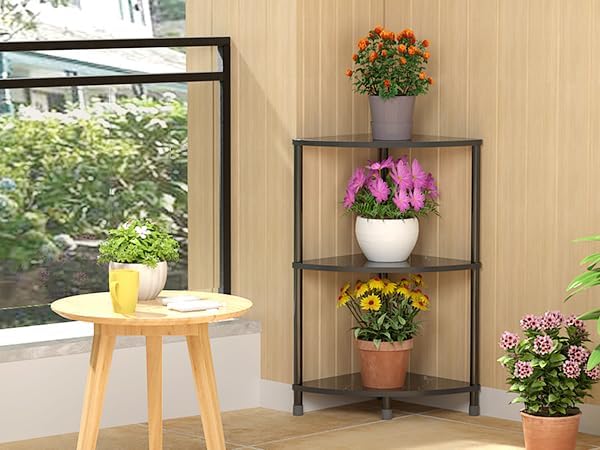 Book Small Corner Shelf, 3 Tier Corner Bookshelf Display for Living Room Decor, 23.2