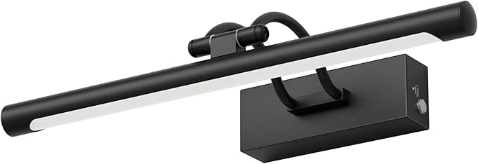 Cordless Picture Light with Remote, Battery Operated Wall Sconce for Artwork, 3 Colors Painting Light Dimmable and Timer, Wireless Art Light for Display (Black)