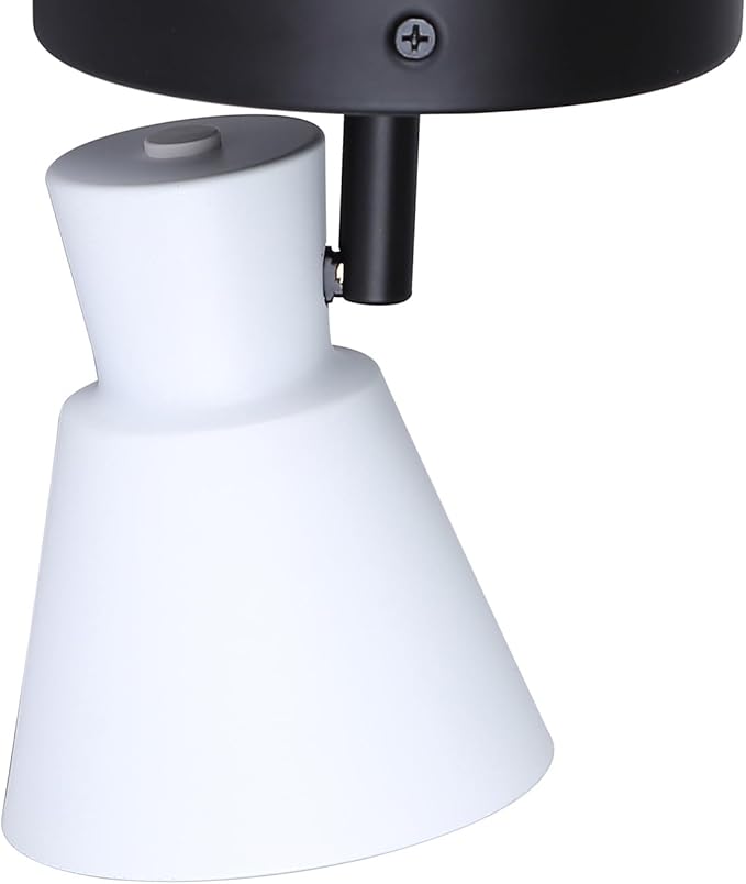 Canarm Radley 1-Light Ceiling or Wall Light, Matte Black and White Metal Shade, Minimalist Design with Adjustable Head, Ideal for Kitchen, Hallway, or Living Room