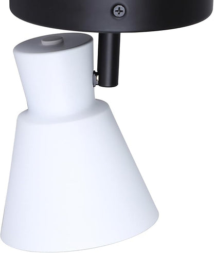 Canarm Radley 1-Light Ceiling or Wall Light, Matte Black and White Metal Shade, Minimalist Design with Adjustable Head, Ideal for Kitchen, Hallway, or Living Room