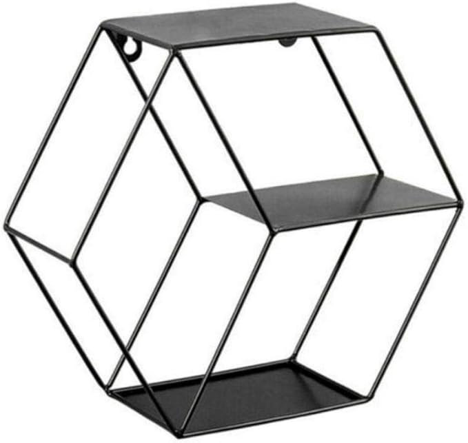 Ochine Wall Mounted Floating Shelves Rustic Round Storage Display Hexagonal Wall Hanging Shelf Home Decor for Living Room, Bedroom, Bathroom, Office, Kitchen