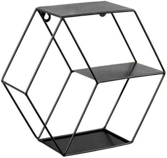 Ochine Wall Mounted Floating Shelves Rustic Round Storage Display Hexagonal Wall Hanging Shelf Home Decor for Living Room, Bedroom, Bathroom, Office, Kitchen