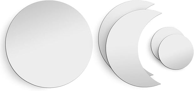 Americanflat Adhesive Mirror Tiles - Set of 5 Moon Phase Mirrors for Wall and Home Decor - Peel and Stick Mirrors - Modern Glass Mirror for Bathroom, Bedroom, Living Room