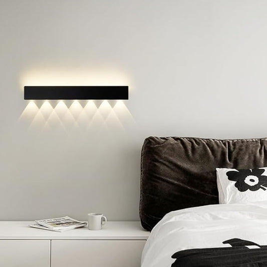 Black Long Strip Wall Light, Ultra-Thin Metal Wall Sconce, Modern LED Wall Lamp with Mini Spotlight, Up and Down Lighting Wall Lights, 3000K Warm Light Decorative Wall Lamp Fixture