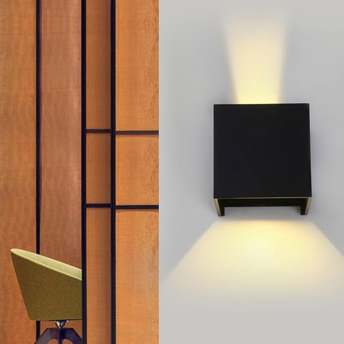 ICEMOB 3.94in Indoor Wall Sconce Dimmable 12W, Modern LED Wall Lamp Black, Up Down Wall Mount Lights Mini Metal for Living Room Bedroom Hallway Decor