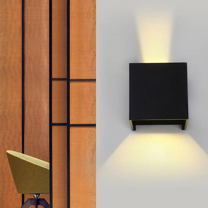 ICEMOB 3.94in Indoor Wall Sconce Dimmable 12W, Modern LED Wall Lamp Black, Up Down Wall Mount Lights Mini Metal for Living Room Bedroom Hallway Decor