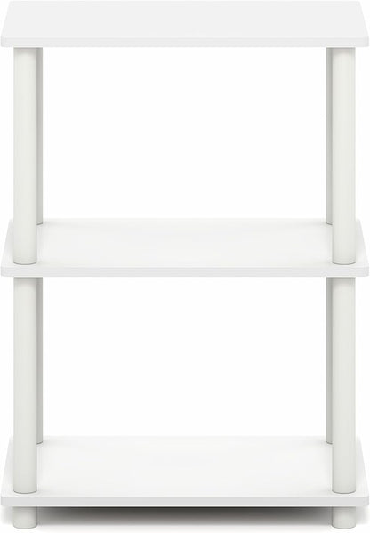 Furinno Turn-N-Tube Storage Shelves, 3-Tier Book Shelf, Corner Shelf, Toolless Open Shelves, for Organization and Storage, Living Room, Garage, Home Office, White