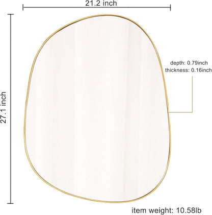 Asymmetrical Mirror for Wall Decor 21"*27", Modern Gold Framed Wall Mirror for Living Room Bathroom Bedroom Entryway ELE-STOU-0065Gold