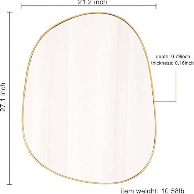 Asymmetrical Mirror for Wall Decor 21"*27", Modern Gold Framed Wall Mirror for Living Room Bathroom Bedroom Entryway ELE-STOU-0065Gold