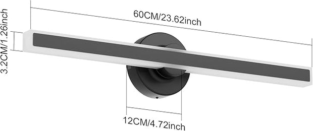 Modern Black Vanity Light, 23.62 inch 5 Colors Wall Sconce Dimmable, LED Bathroom Light Fixtures for Mirror