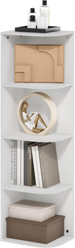 Furinno Pasir 4-Tier Corner Open Shelf Bookcase, White