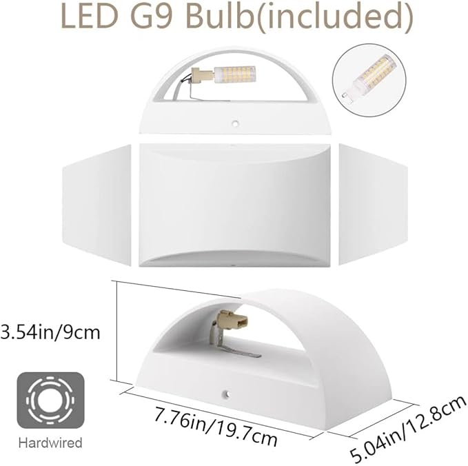 Aipsun Aluminum Modern Indoor LED Wall Sconce Interior Wall Lights 1 Pack Hardwired Up and Down Wall Mount Light for Living Room Bedroom Hallway Corridor Warm White 3000K(with G9 Bulbs)
