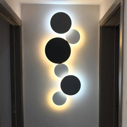 White Modern Wall Sconce Round Disc Sconces Wall Lighting Metal Circular Stairwell Lighting 3000K Warm LED Wall Lights for Living Room Bedroom Stairway - 8"