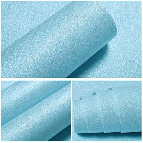 MelunMer Blue Peel and Stick Wallpaper 118In L 15.7In W Self Adhesive Removable Wallpaper for Bathroom/Bedroom Modern Contact Paper Silk Textured Blue Contact Paper for Cabinets Shelf Waterproof