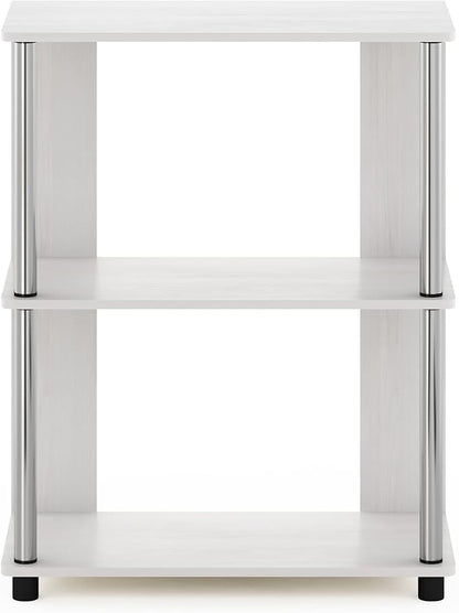 Furinno Jaya Simple Design 3-Tier Bookcase / Bookshelf / Display Rack with Stainless Steel Tubes, White Oak