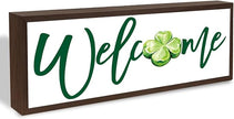Welcome Sign for Front Door, Decorative Wooden Box Signs, Table Shelf Decoration, St. Patrick's Day Wooden Wall Art, Irish Home Decor, Housewarming Gift, 9.5x3.1x1 inches