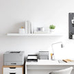 White Honeycomb MDF Floating Wall Shelf with Metal Standard Mounting, Minimalist Modern Design for Living Room Bedroom Office Display and Storage, Durable Matte Finish, Easy