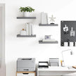 Gray Honeycomb Floating Wall Shelves Set of 4, MDF and Metal Medium Wall Shelf with Matte Finish for Living Room Bedroom Storage and Display