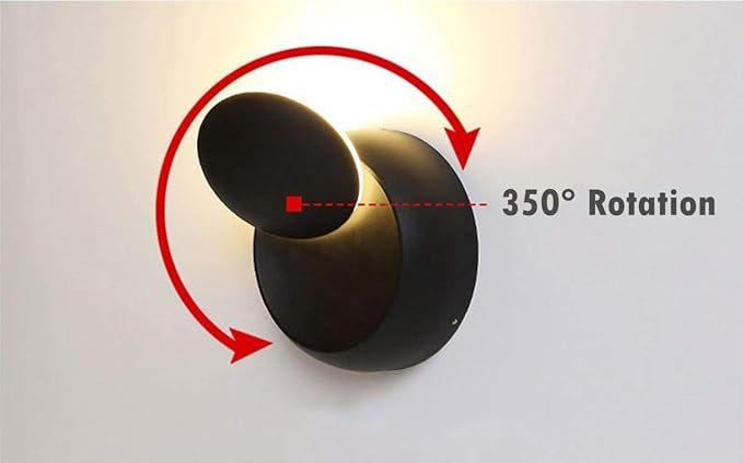 Chrasy Modern Wall Sconce 5W LED Wall Light Lighting Direction Adjustable 3000k Warm White Indoor Hardwired Wall Lamp for Bedside Kitchen Hallway Staircase Aisle (Black)