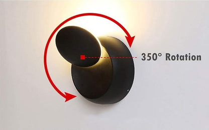 Chrasy Modern Wall Sconce 5W LED Wall Light Lighting Direction Adjustable 3000k Warm White Indoor Hardwired Wall Lamp for Bedside Kitchen Hallway Staircase Aisle (Black)