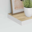 Floating Wall Shelf Set of 2 Oak and White Honeycomb MDF with Metal Brackets, Modern Matte Finish Storage for Living Room Office, Invisible Mounting System, Durable Space