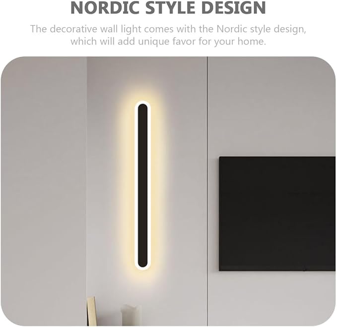 Minimalist Modern Wall Light Black Frame LED Bedroom Wall Lamp for Living Hallway Staircase Iron Material Nordic Style Decorative Indoor Fixture with Warm Light