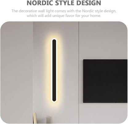 Minimalist Modern Wall Light Black Frame LED Bedroom Wall Lamp for Living Hallway Staircase Iron Material Nordic Style Decorative Indoor Fixture with Warm Light