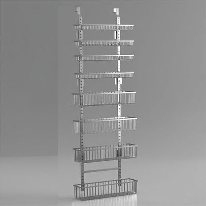 Moforoco Grey Over The Door Pantry Organizer, Pantry Door Organizer Shelves, Kitchen Organizers and Storage, Hanging Basket Wall Spice Rack Seasoning Shelves, Laundry Room Bathroom accessories