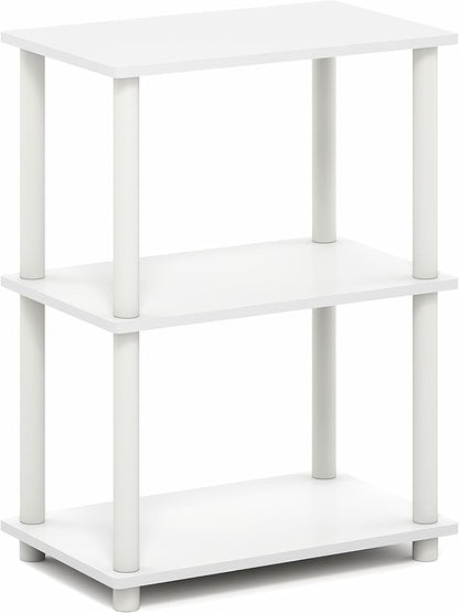 Furinno Turn-N-Tube Storage Shelves, 3-Tier Book Shelf, Corner Shelf, Toolless Open Shelves, for Organization and Storage, Living Room, Garage, Home Office, White