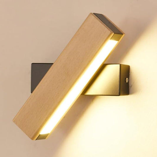 Modern Indoor LED Wall Sconce Wooden Minimalist Interior Small Wall Lights 1 Pack Hardwired 360° Rotatable Wall Mount Light for Living Room Bedroom Hallway Corridor(Warm light,Small)