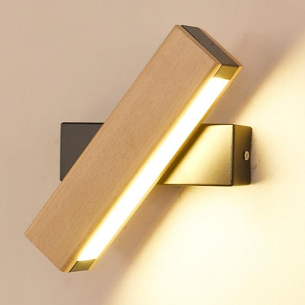 Modern Indoor LED Wall Sconce Wooden Minimalist Interior Small Wall Lights 1 Pack Hardwired 360° Rotatable Wall Mount Light for Living Room Bedroom Hallway Corridor(Warm light,Small)