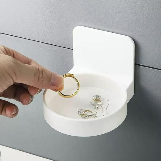 2PCS Adhesive Plastic Round Floating Wall Shelf, Wall Mounted Cup Holder Shower Organizer Bottle Racks
