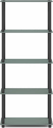 Furinno Turn-N-Tube Storage Shelves, 5-Tier Book Shelf, Corner Shelf, Toolless Open Shelves, for Organization and Storage, Living Room, Garage, Home Office, Sage Green