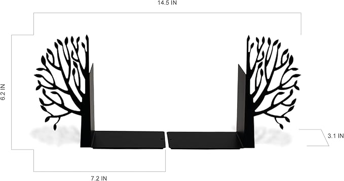 Trees Theme Book Holder Organizer – Steel, Black, Nature Inspired Design – Books in Style, Perfect for Home Decor, Great Gift for Book Lovers – Urban Forest Collection – Geguton